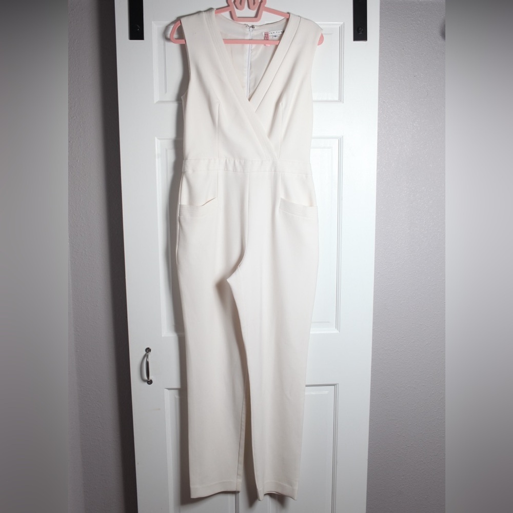 Trina Turk Cream Jumpsuit with Wide-Leg Design Sz8